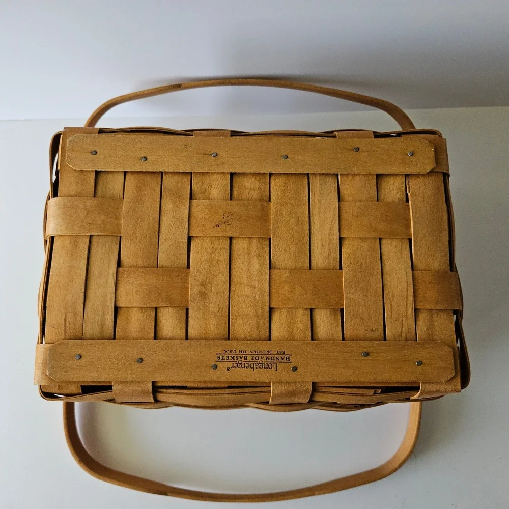 Longaberger Lunch Box Basket 12in w/ Swing Handles & Original Plastic Protector